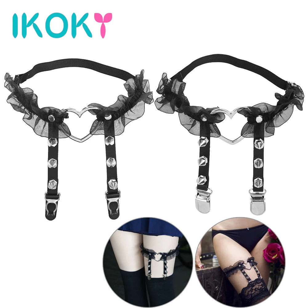 IKOKY черные кружевные сексуальные подвязки для чулок пояс игры взрослых интимные