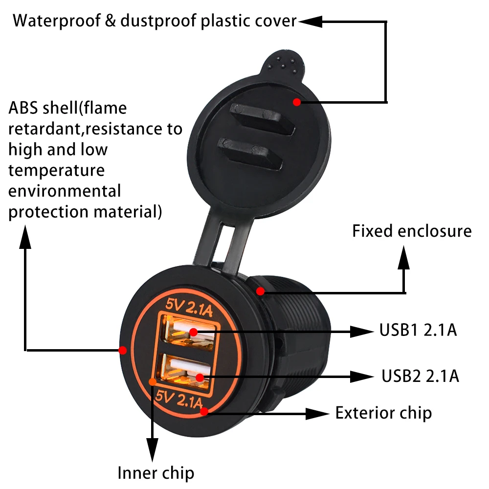 Зарядное устройство с 2 USB портами 5 В а|Зажигалка| |