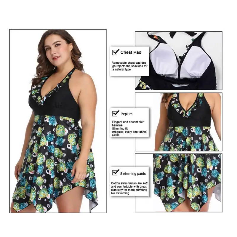 2019 Новый женский плюс размер купальник раздельная юбка пуш ап Мягкий бикини