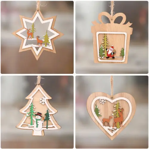Горячая 3D деревянное Рождественское украшение Xmas Tree подвесные украшения на