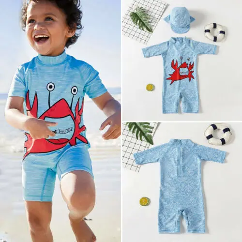 Одежда для купания маленьких мальчиков 2 шт. защитный костюм с рисунком краба