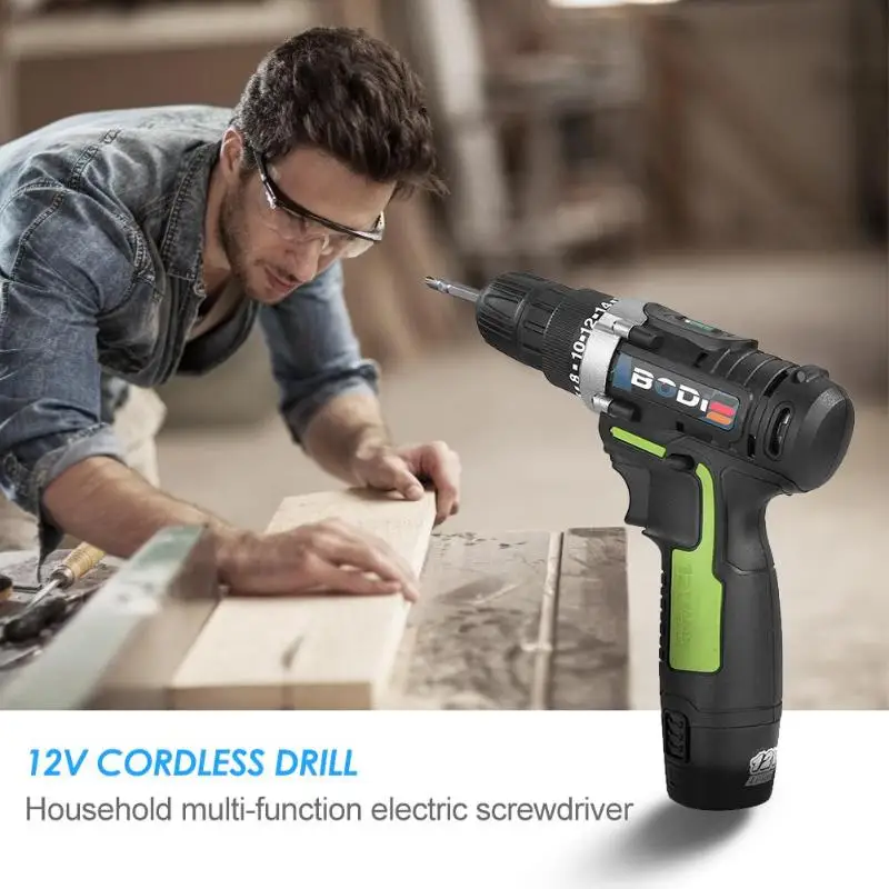 Alloet 12VElectric Single /Double Speed Screwdriver Cordless Lithium Drill Impact Household Multi-functional Power Driver | Инструменты