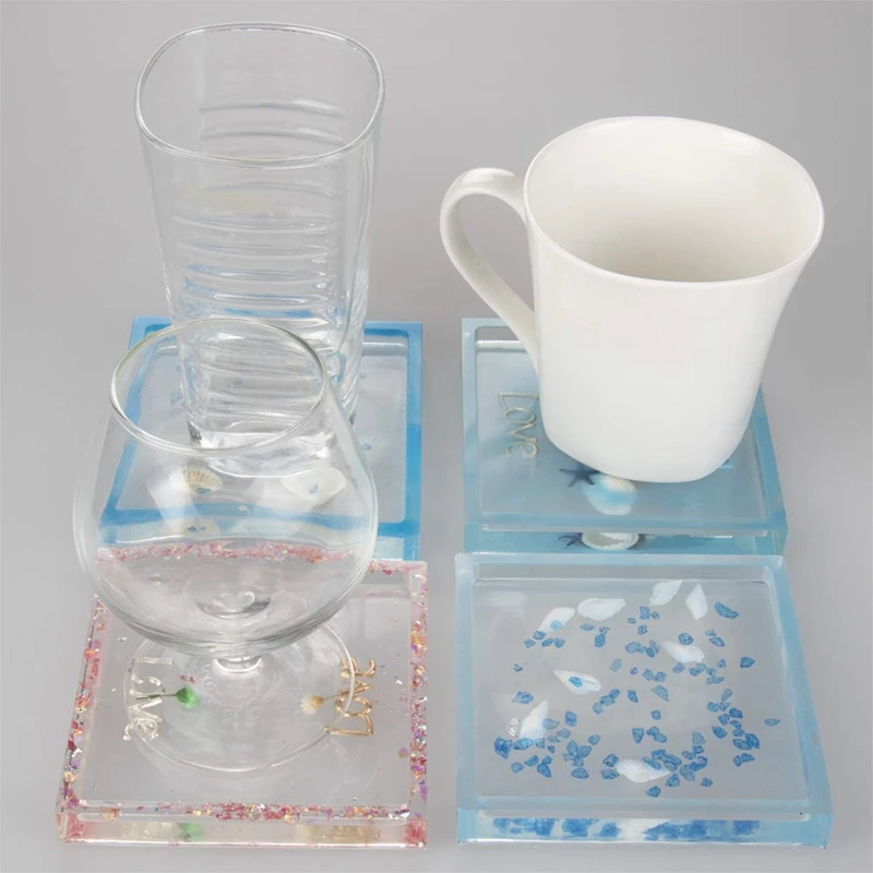 8 шт Diy Coaster силиконовая форма включает 4 квадрат Шестигранник нижний кронштейн