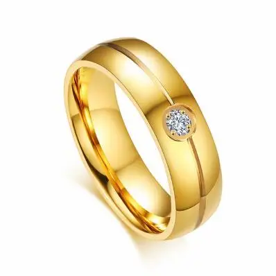 Обручальное кольцо золотого цвета для женщин/мужчин с фианитом | Украшения и