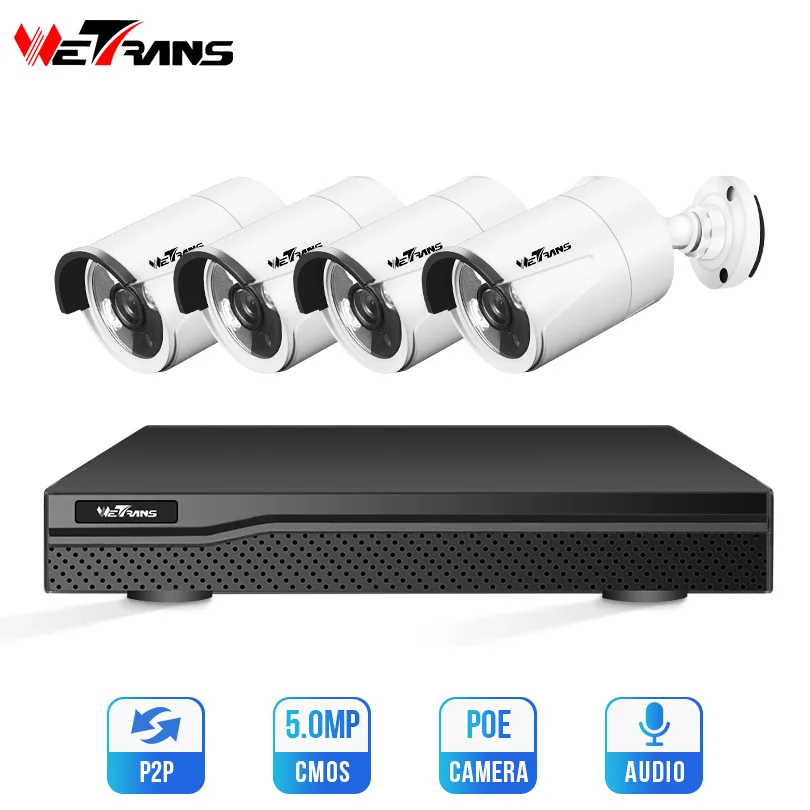 Камера видеонаблюдения Wetrans 4 МП H.265 канала NVR аудио IP 1080P|Система наблюдения| |