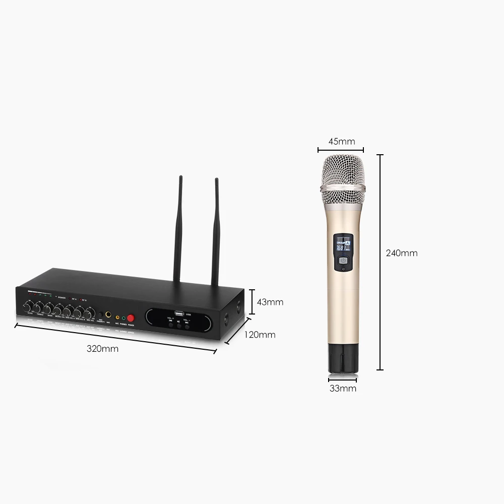 Excelvan MU 6S беспроводной ручной микрофон Двухканальный UHF Система с фиксированными