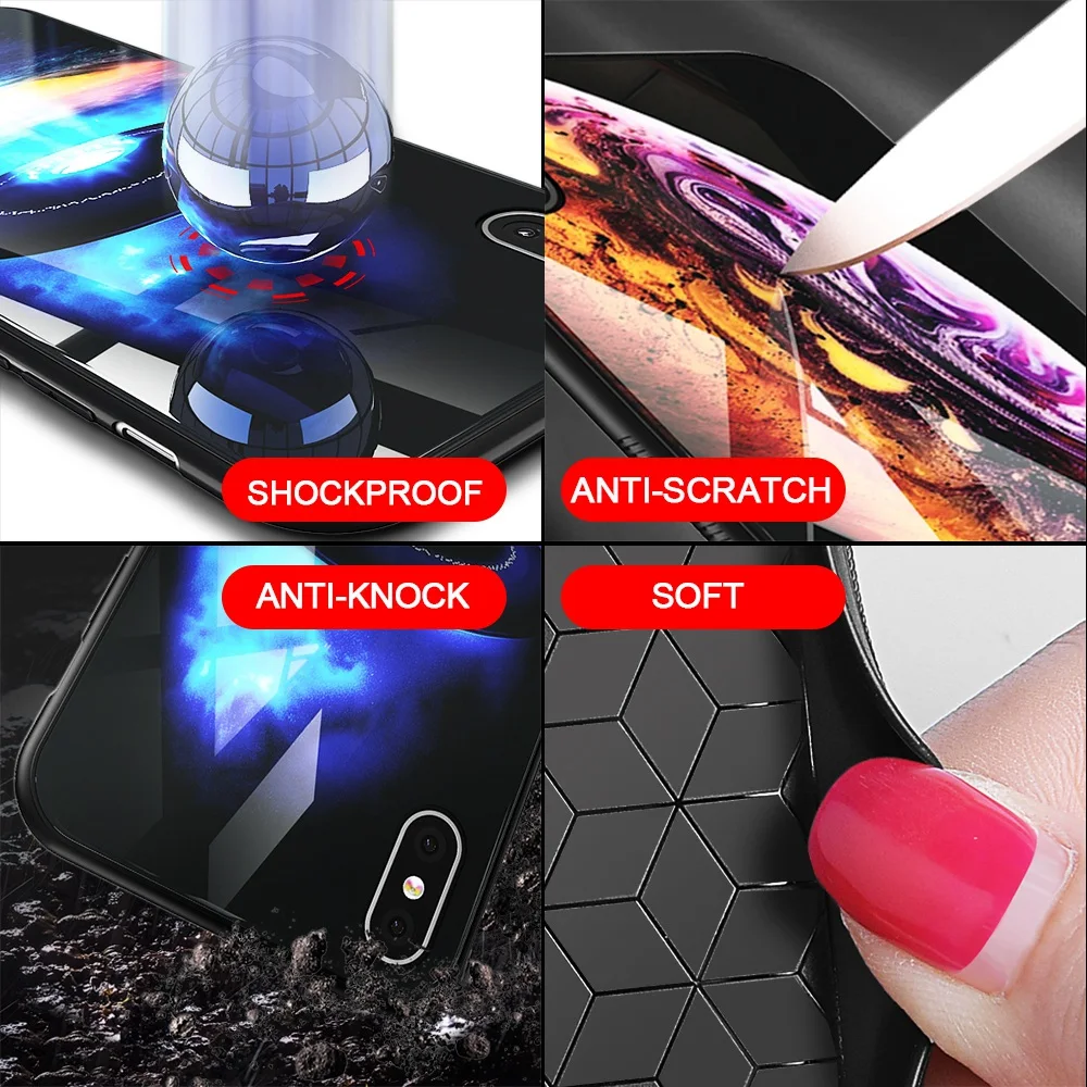 Роскошный Космический Чехол TOMKAS для iPhone X XS MAX XR стеклянный силиконовый чехол
