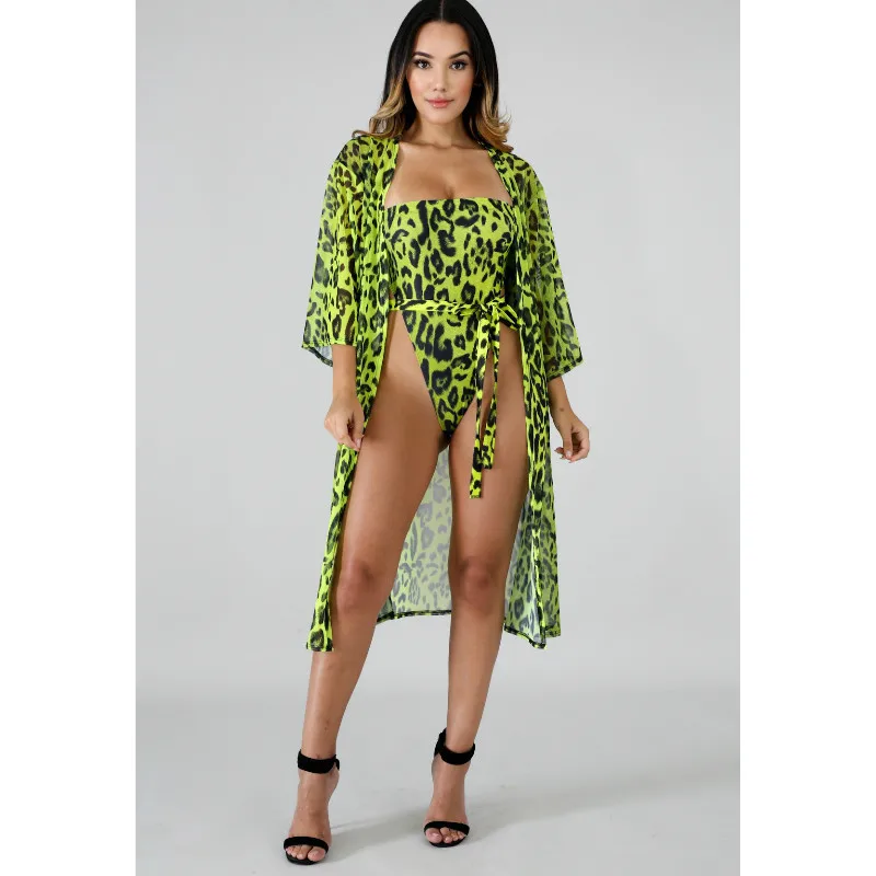 Женский пляжный комплект из 2 предметов с леопардовым принтом Пляжное