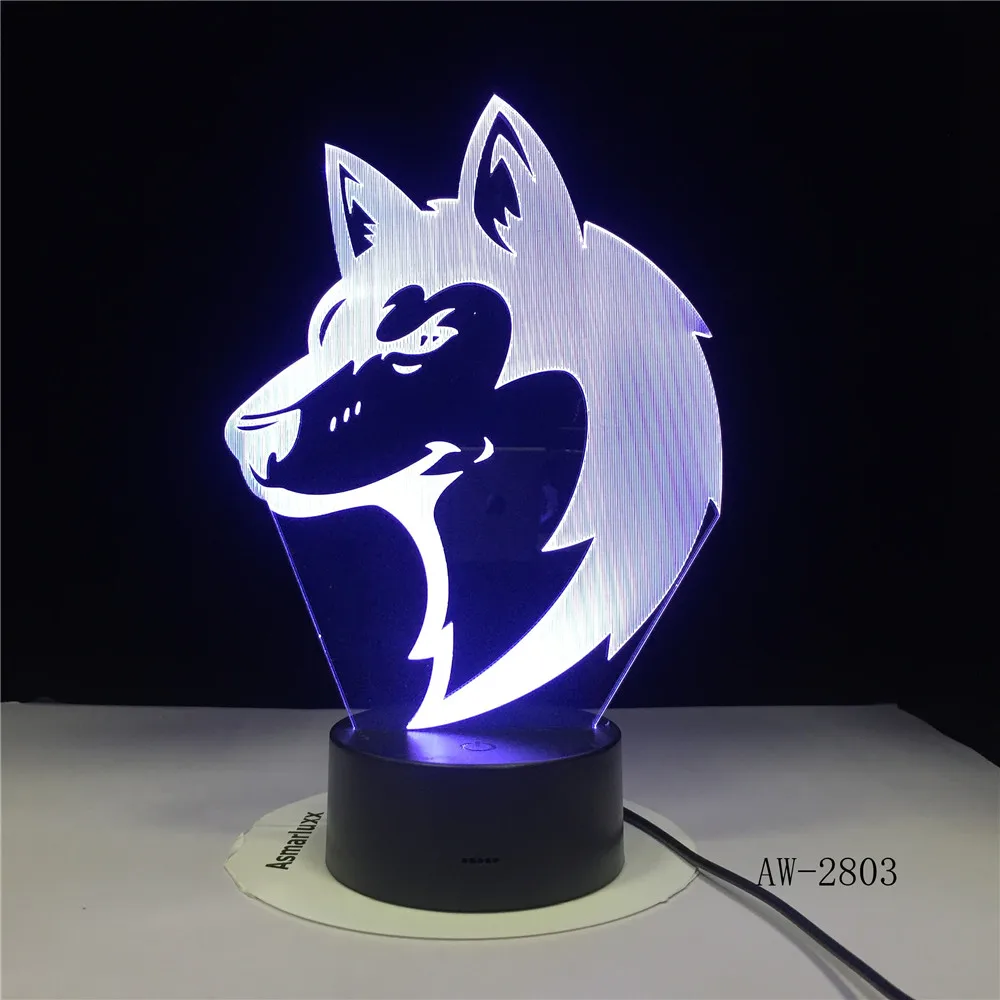 3d настольная лампа в виде головы волков светодиодный USB креативный ночной