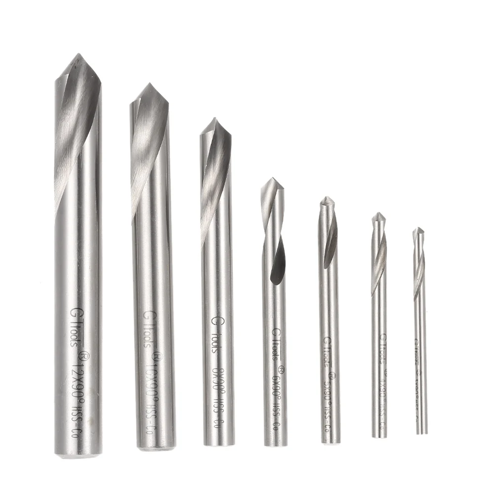 7pcs M42 HSS High Speed Steel Cobalt Spotting Drill Bits Set Round Shank 90 Degree Drilling Chamfering Tool | Инструменты