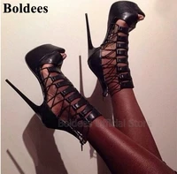 sexy lace up cage designer 16cm heeled high heel sandal shoes women thick platform gladiator sandal boot sandals