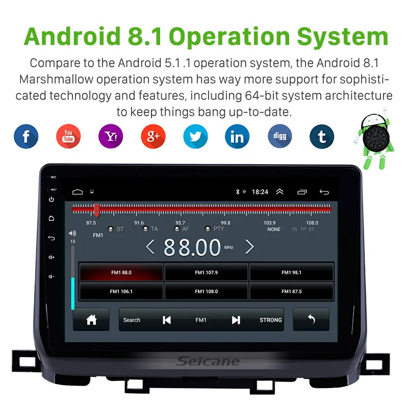 Seicane 10 1 дюймов Android 8 HD сенсорный экран автомобильное радио аудио GPS