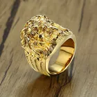 Кольцо с золотым лицом Иисуса для мужчин, кольцо из нержавеющей стали в стиле хип-хоп рок