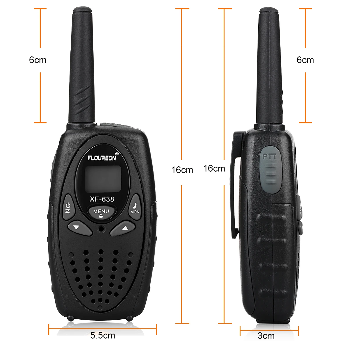 2 шт. FLOUREON 8 канальные портативные рации UHF400 470MHz двухстороннее радио 3 км
