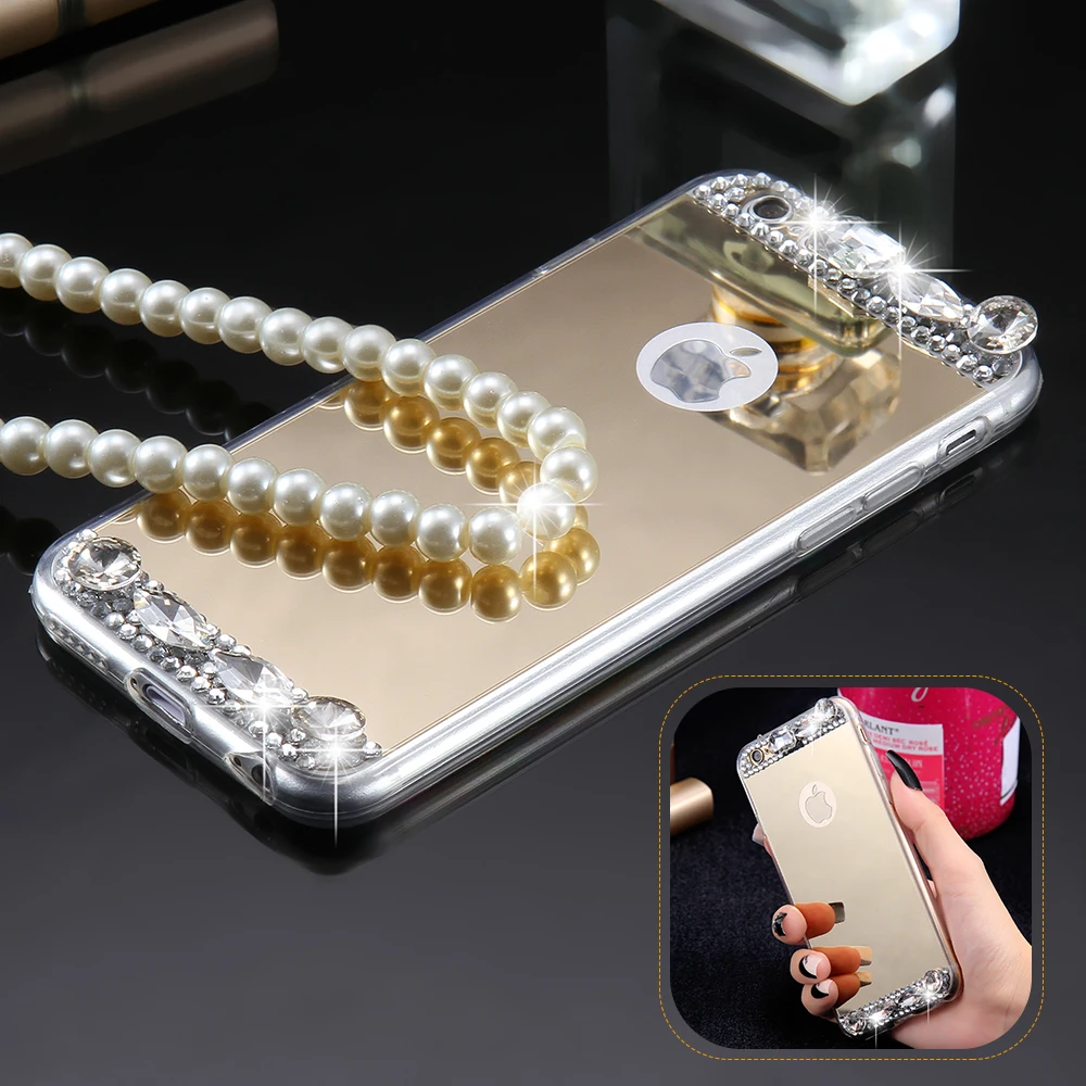 KISSCASE роскошный Алмазный чехол для iPhone 5S 6 7 8 X блестящие зеркальные Чехлы 6s Plus 5 SE