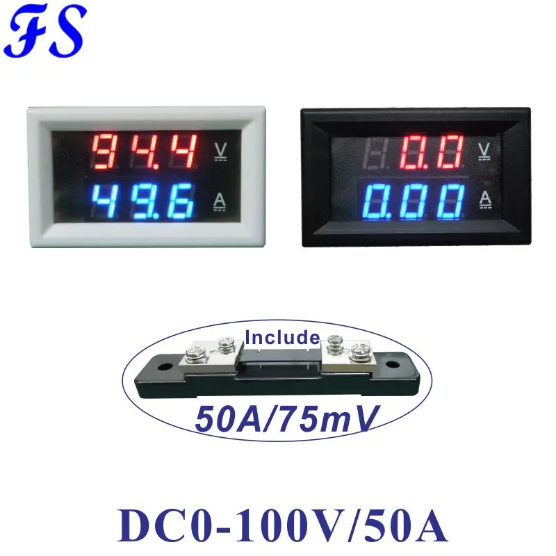 DC100V 50A светодиодный цифровой вольтметр Амперметр измеритель напряжения тока