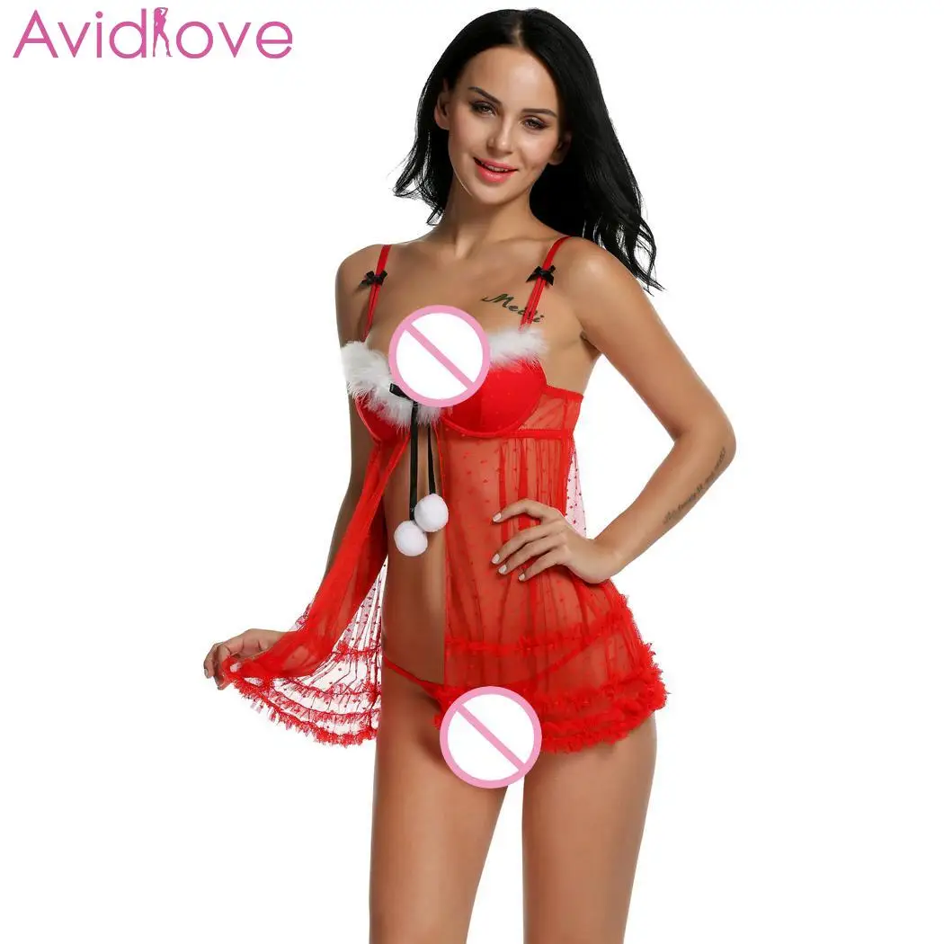 Avidlove сексуальная ночная сорочка бебидолл Эротическое мягкое рождественское