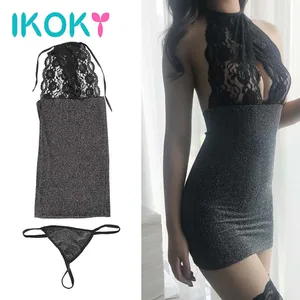IKOKY перспективный ночной клуб соблазнительное платье экзотические костюмы Бюстгальтер с лямкой на шее сексуальное кружевное нижнее белье форма для ночного клуба Эротическое нижнее белье