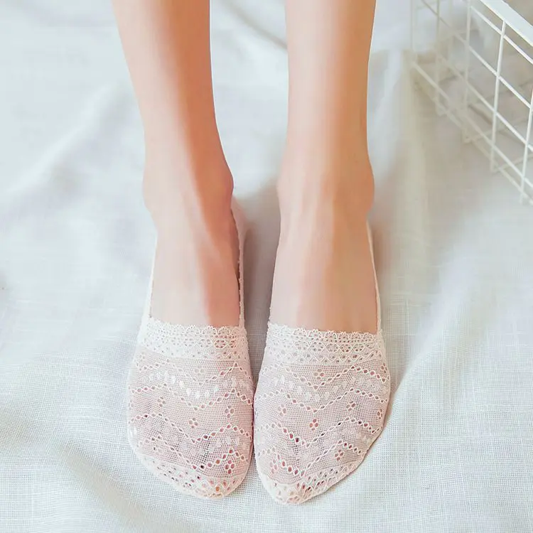 Короткие носки с кружевными цветами 1 пара модные женские нескользящие невидимые