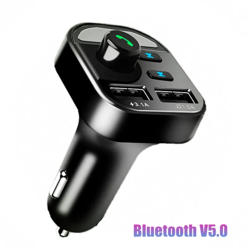 

Автомобильный комплект USB AUX Bluetooth 5,0, зарядное устройство для телефона с двумя USB А, FM-передатчик, беспроводной аудиоприемник, ЖК-дисплей с ци...