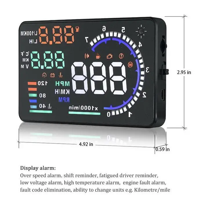 A8 5 дюймов OBD HUD автомобиль Дисплей бортовой компьютер hud Автомобильная