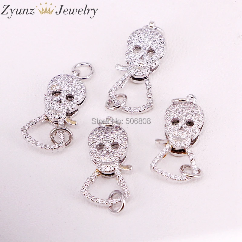 5 шт. ZYZ324-9727 CZ микро проложить череп Омаров коготь застежка застежка/кулон разъем