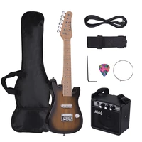 muslady 28 inch st electric guitar kit maple neck paulownia body with amplifier guitar bag strap pick string cable for kids
