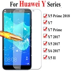 Защитное стекло для Huawei Y5 Y7 Y6 Prime 2018, Защита экрана для Y9 Y7 Y5 Ii Y6 Huavey, закаленное стекло, пленка с полным покрытием