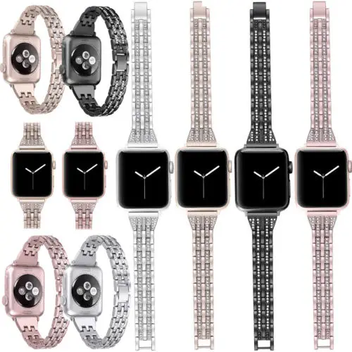 Для Apple Watch iWatch Band 42 мм из нержавеющей стали Женский Блестящий бриллиантовый