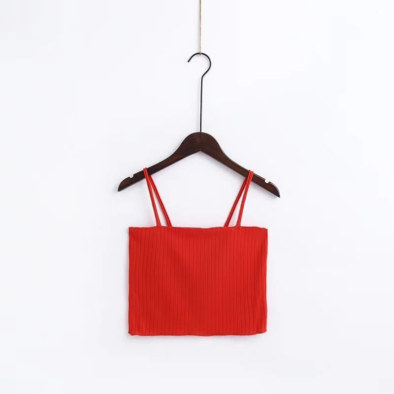 2019 new women stretch skinny camisole cotton crop top sexy fitness halter straps sleeveless shirt female short tank tops summer | Женская