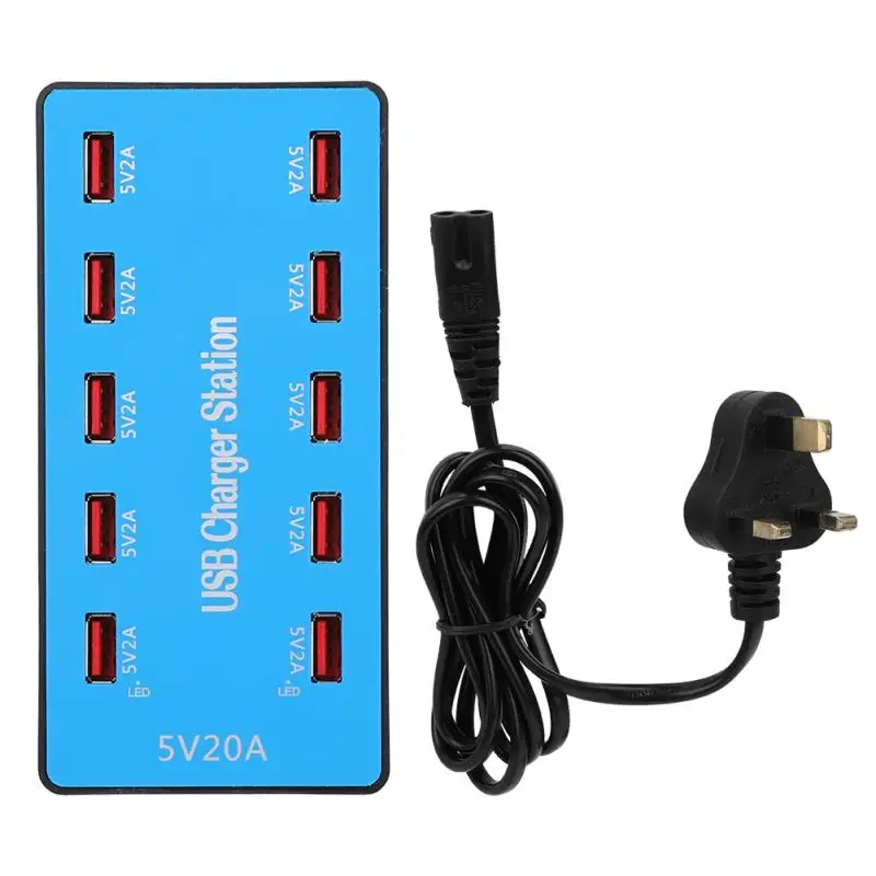 Портативный usb концентратор с 10 портами 20А/5 В быстрая зарядка портов быстрое