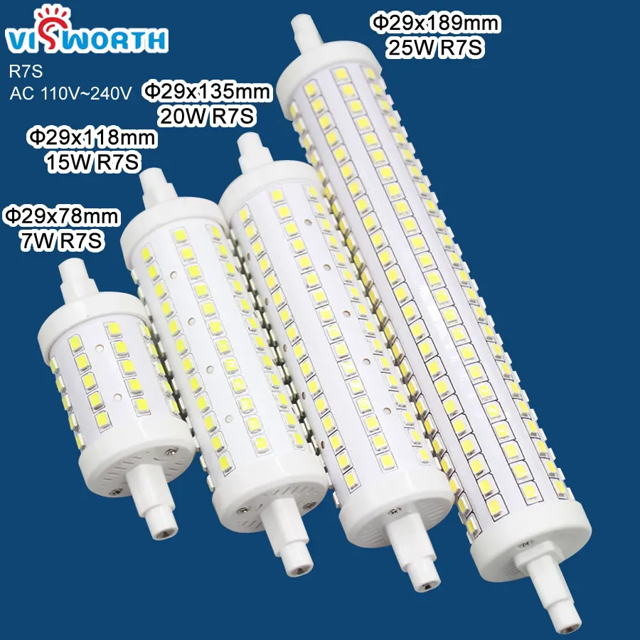 Светодиодная лампа R7S 360 градусов 7 Вт 15 20 25 SMD2835 110 В переменного тока 220 240 в 78 мм 189