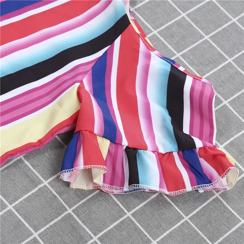 Платья для мамы и дочки одежда в полоску всей семьи платье с открытыми плечами