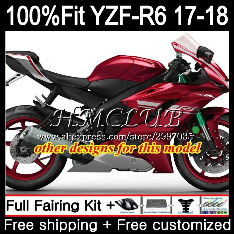 Инъекционный корпус для YAMAHA YZF600 YZF R6 2017 2018 3h4. 4 600 R 6 17 YZFR6 18 Красный Белый популярный