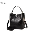 Сумка-ведро Witfox с рисунком аллигатора для женщин, черная сумка, роскошные дизайнерские женские сумки на плечо, современный тренд