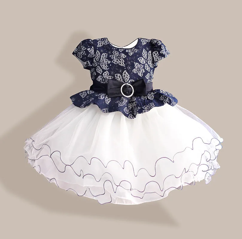 

New Summer Diamond Silk Bow Girl Party Dress Wedding Birthday Girls Dresses Tutu Style Princess Clothes for children 3-8T