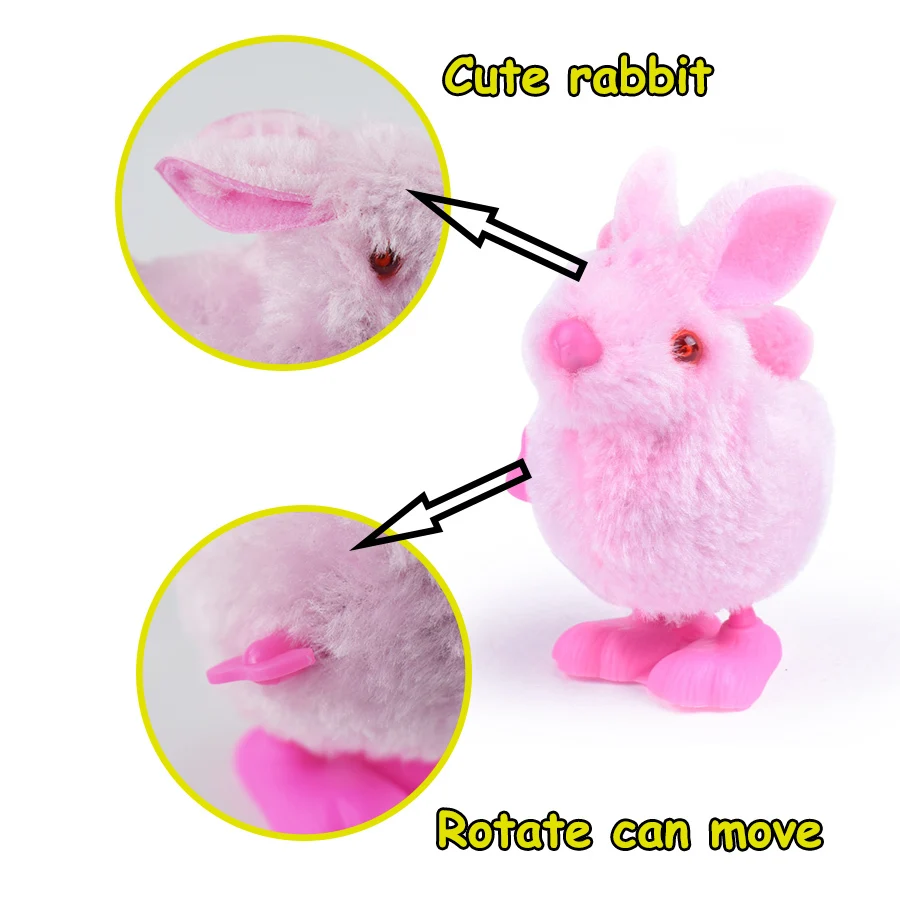 1Pcs Cute Plush Rabbit Wind Up Toy Random Color For Baby Cartoon Clockwork Jumping Walking Kids Children Gifts Hot Plastic | Игрушки и