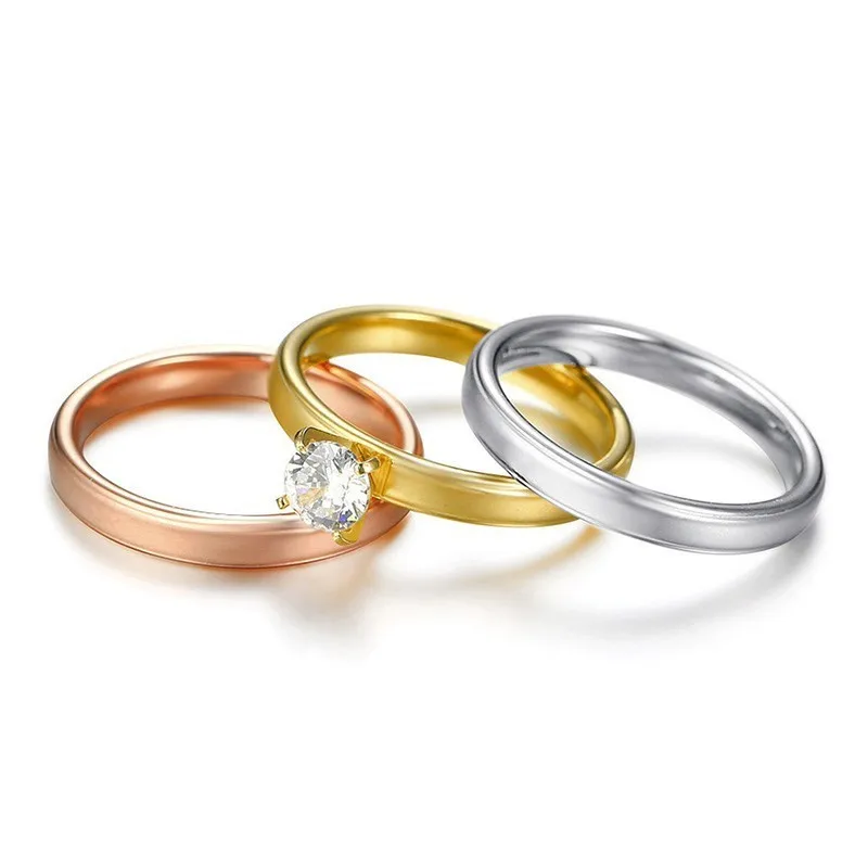 Women Tri-Tone Cubic Zirconia Stainless Steel Stackable Ring | Украшения и аксессуары