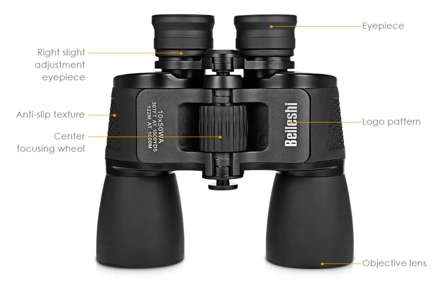 Beileshi бинокулярный 10X50 HD зрение широкоугольная Призма складной открытый