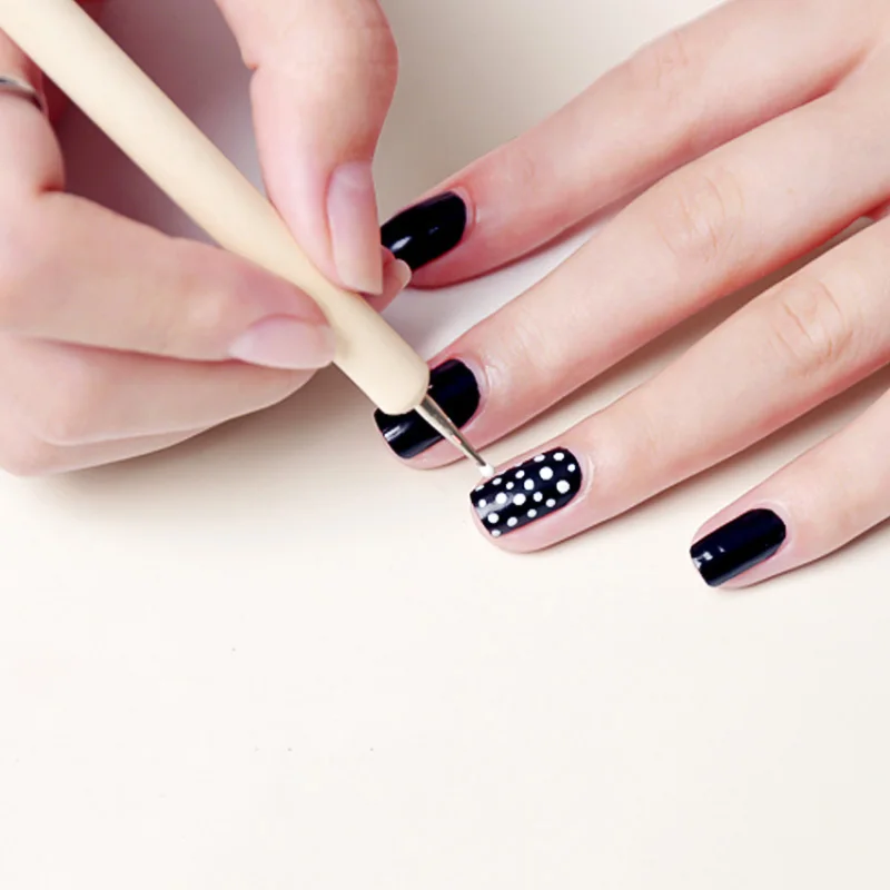 WiRinef Point Drill Pen Two Way Use Nail Art Dot Dotting Tools for Nails Wooden Manicure | Красота и здоровье