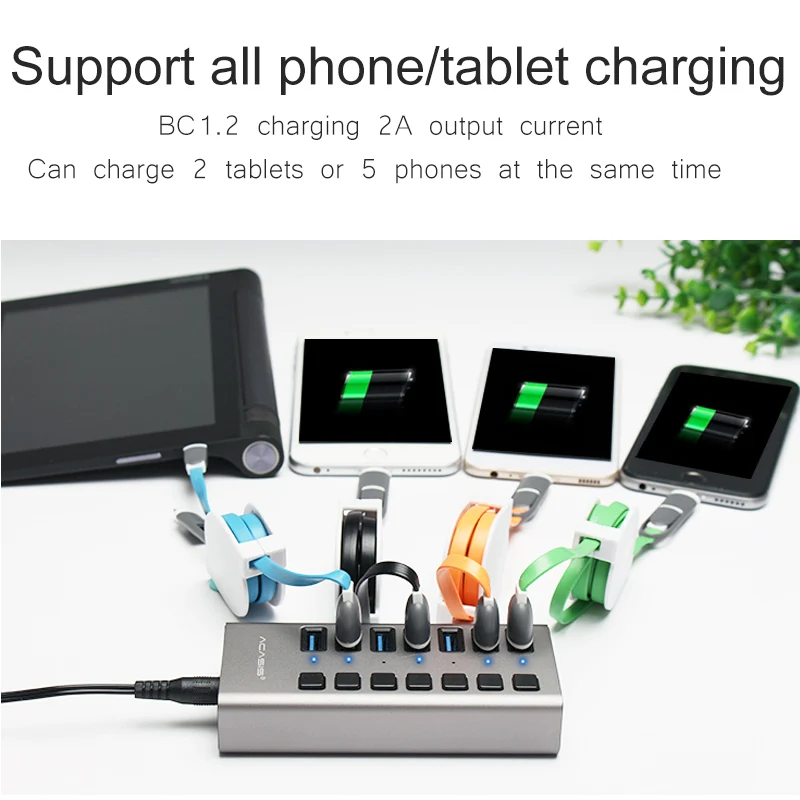 Acasis Usb Hub 3 0 Высокоскоростной 7-портовый концентратор разветвитель вкл/выкл