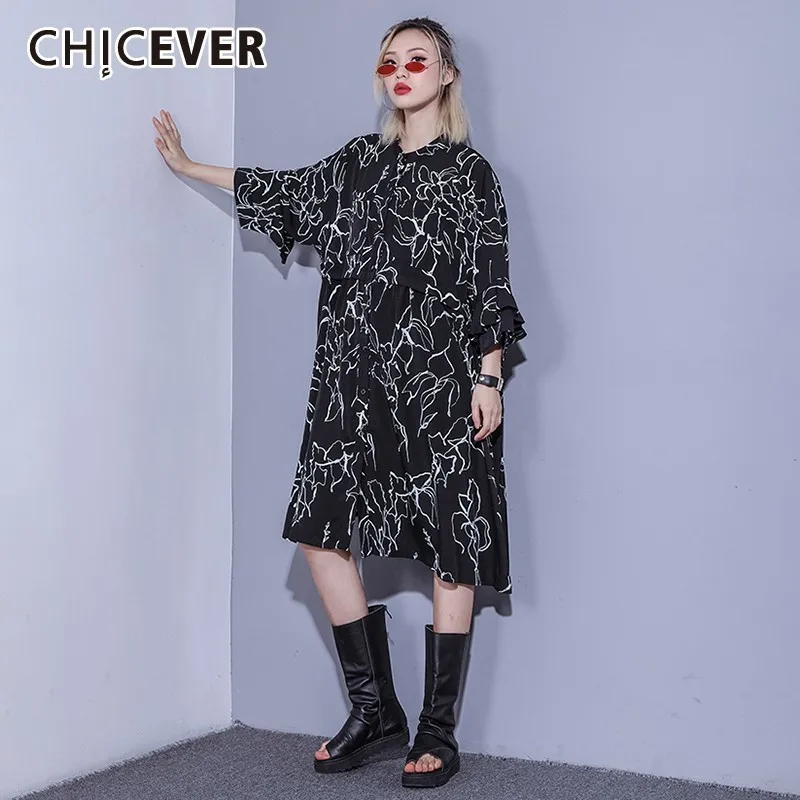 CHCIEVER/весеннее платье с цветным принтом для женщин квадратным воротником рукавом