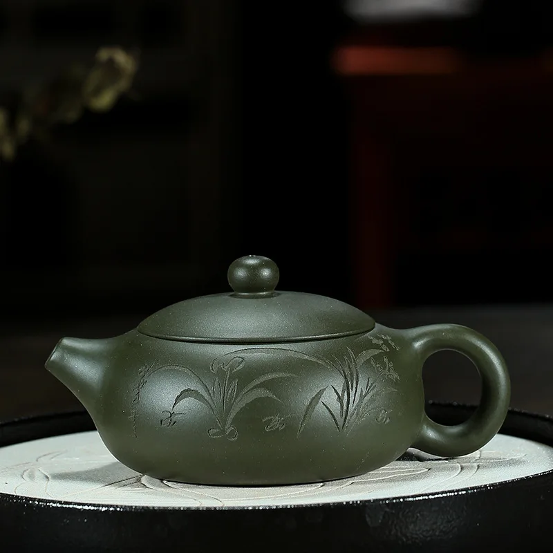 Teaset 200cc Yixing керамика руды зеленая грязь плоский Xi Shi чайник знаменитостей ручной