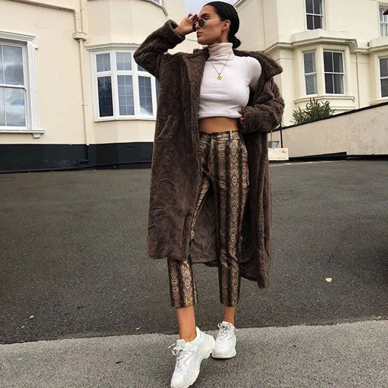 Повседневное зимнее теплое Женское пальто из искусственного меха Дамское