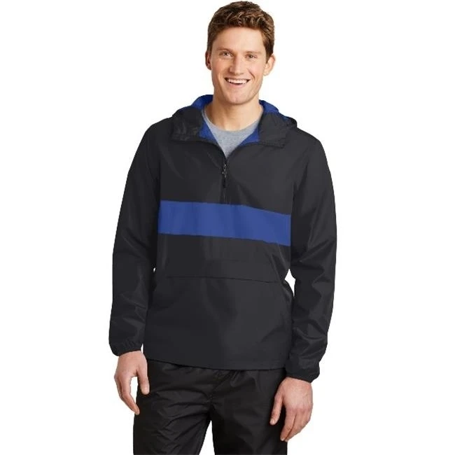 Спорт Tek JST65 мужская куртка на молнии с карманом Anorak Black & True Royal Large|Мужские куртки| |