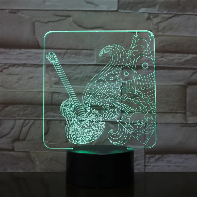 Цветная сенсорная 3d-лампа для гитары иллюзия светодиодный ночник USB атмосферная