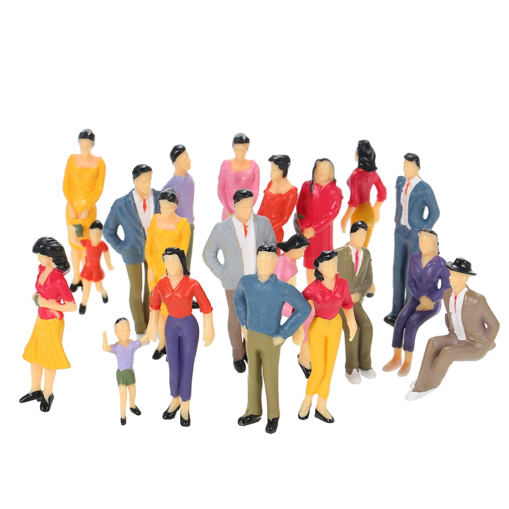 

20Pcs Model People Scale 1:25 Mix Mini Painted Model People Building Layout Train Street Passenger Figures People Figures