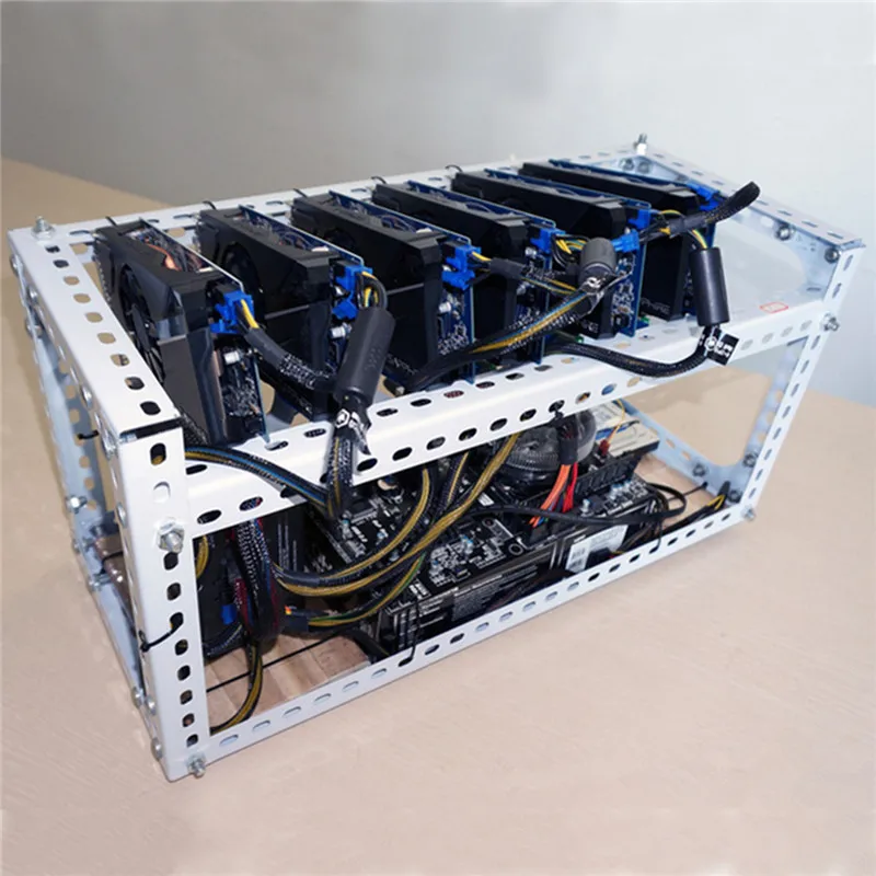 6 GPU открытая горная Шахтерская рамка криптомонета DIY Стекируемый Rig Биткоин BTC Чехол для 6 видеокарт GPU ETH BTC эфириума