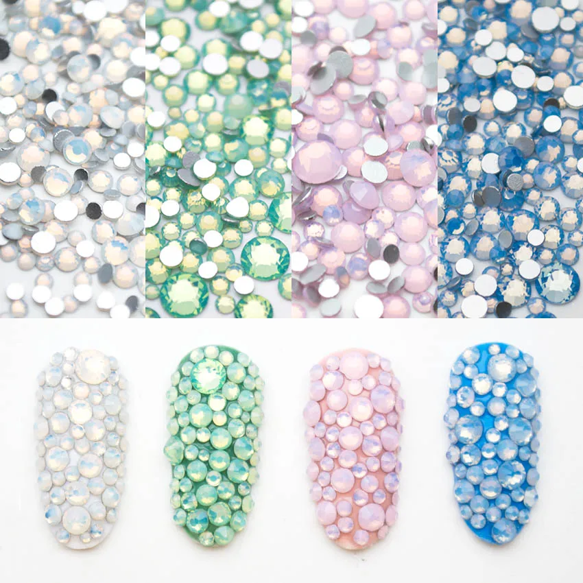 SS4 ~ SS20 смешанные размеры опаловые Стразы для ногтей красочные Хрустальные