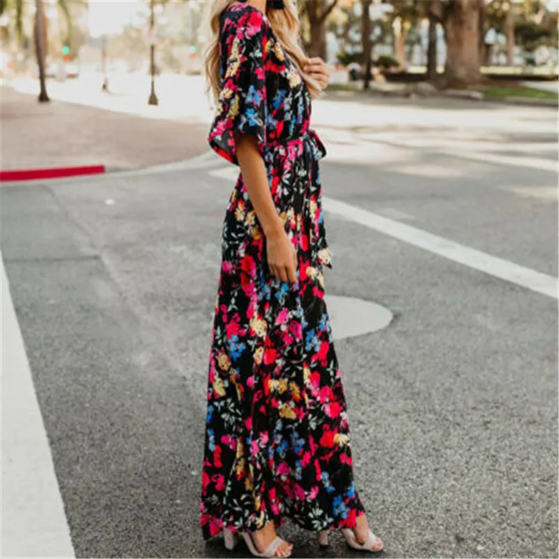 Новое модное женское шифоновое платье с цветочным принтом винтажное коротким